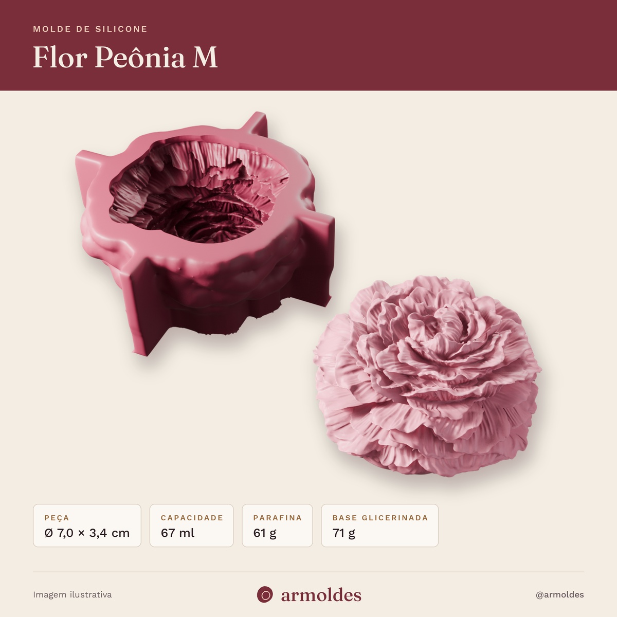 Molde de Silicone Flor Peônia M