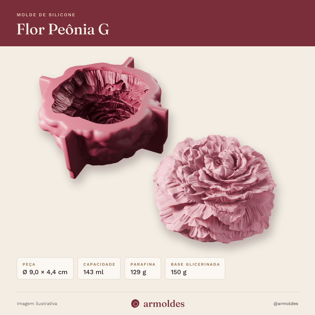 Molde de Silicone Flor Peônia G