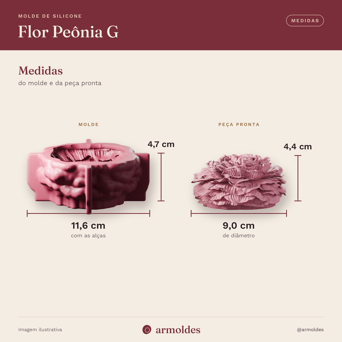 Molde de Silicone Flor Peônia G