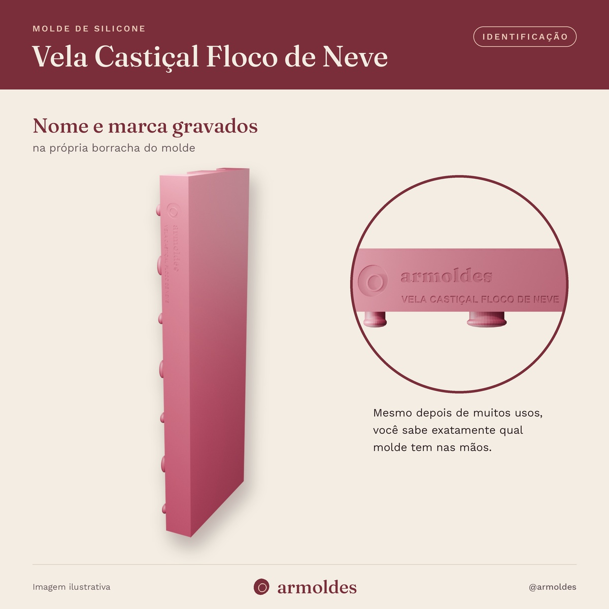 Molde de Silicone Vela Castiçal Floco de Neve