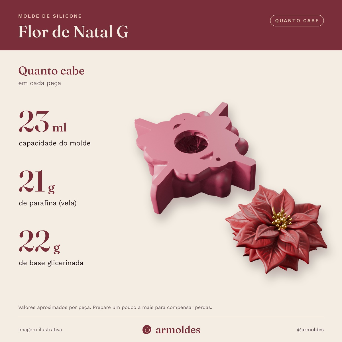 Molde de Silicone Flor de Natal G