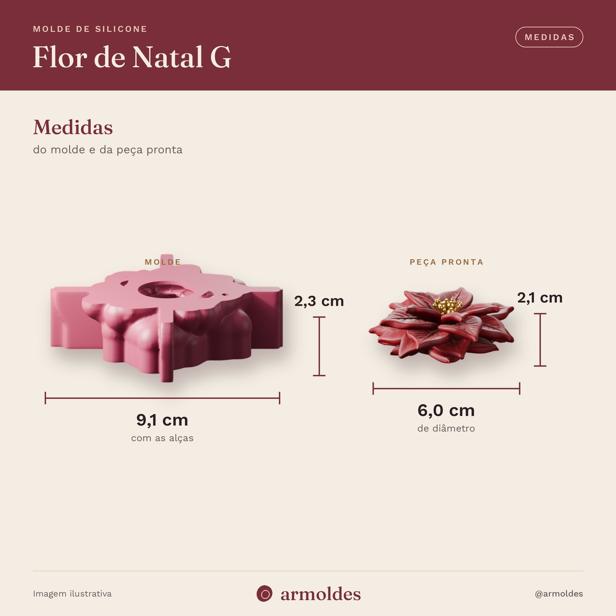 Molde de Silicone Flor de Natal G
