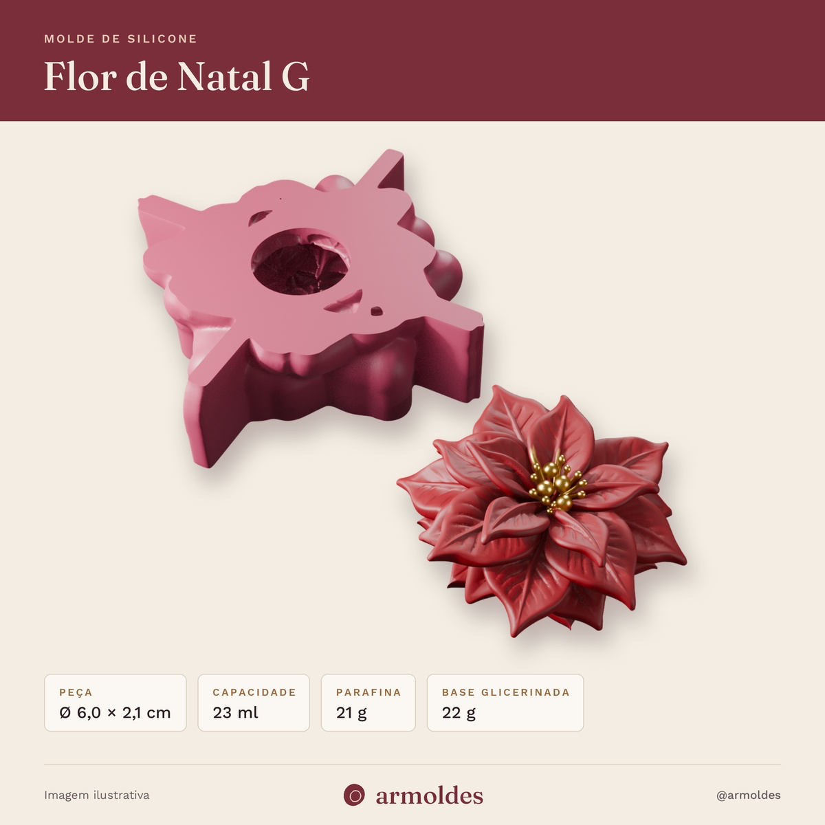 Molde de Silicone Flor de Natal G