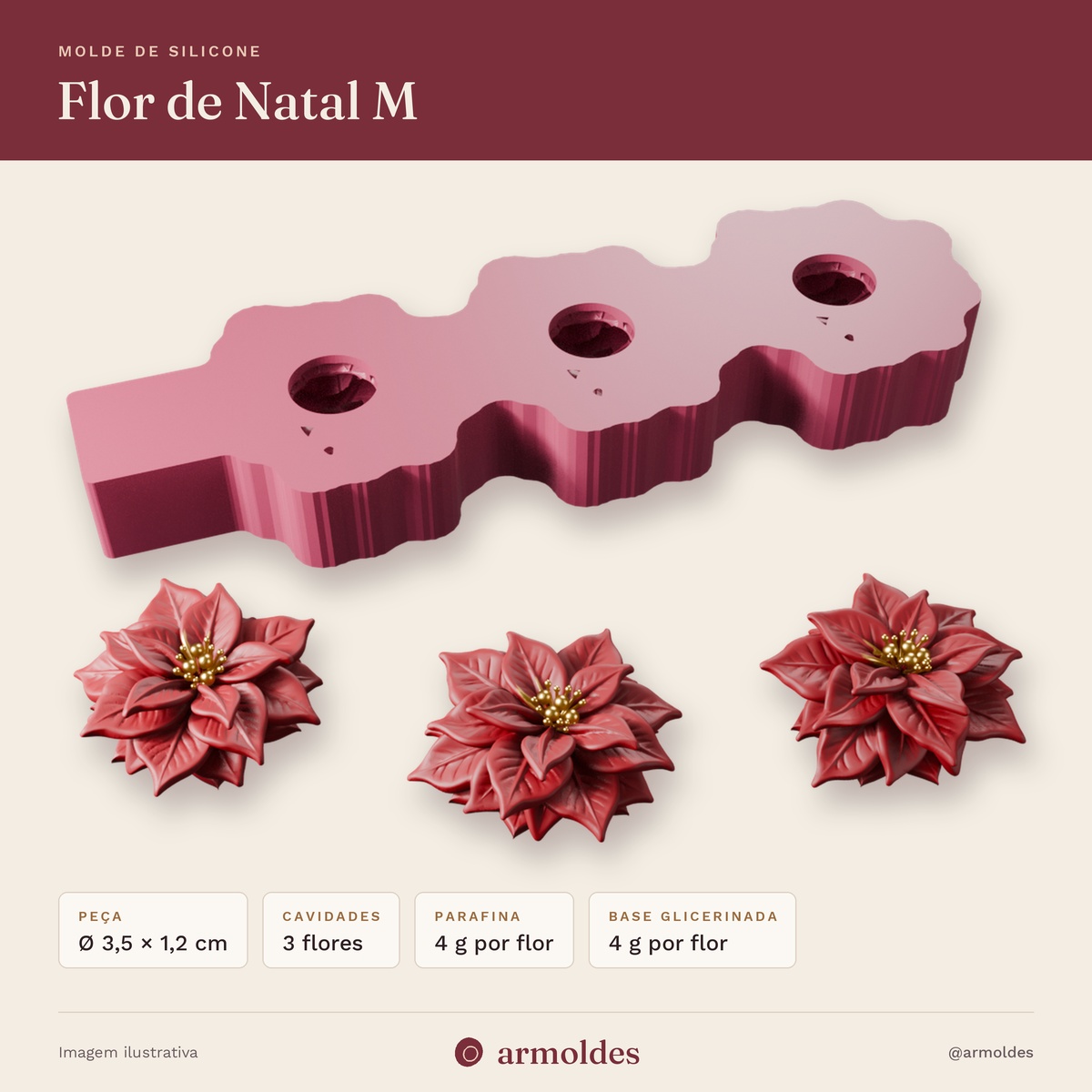 Molde de Silicone Flor de Natal M