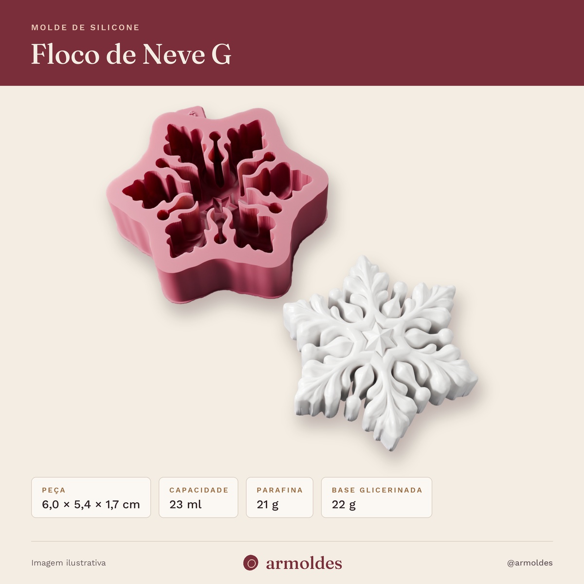 Molde de Silicone Floco de Neve G