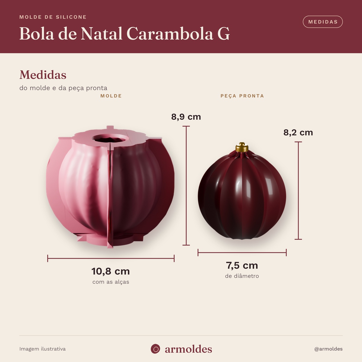 Molde de Silicone Bola de Natal Carambola G