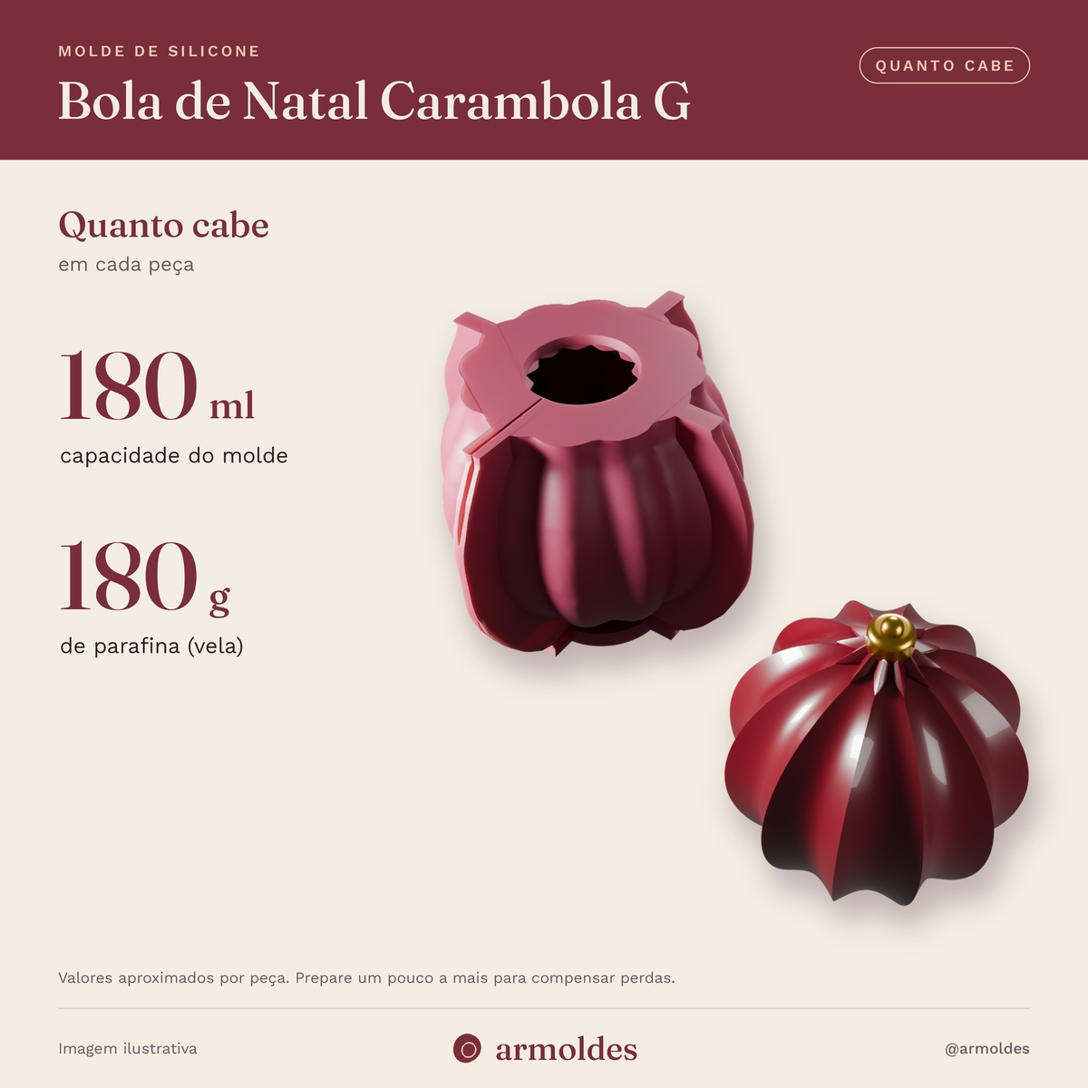 Molde de Silicone Bola de Natal Carambola G