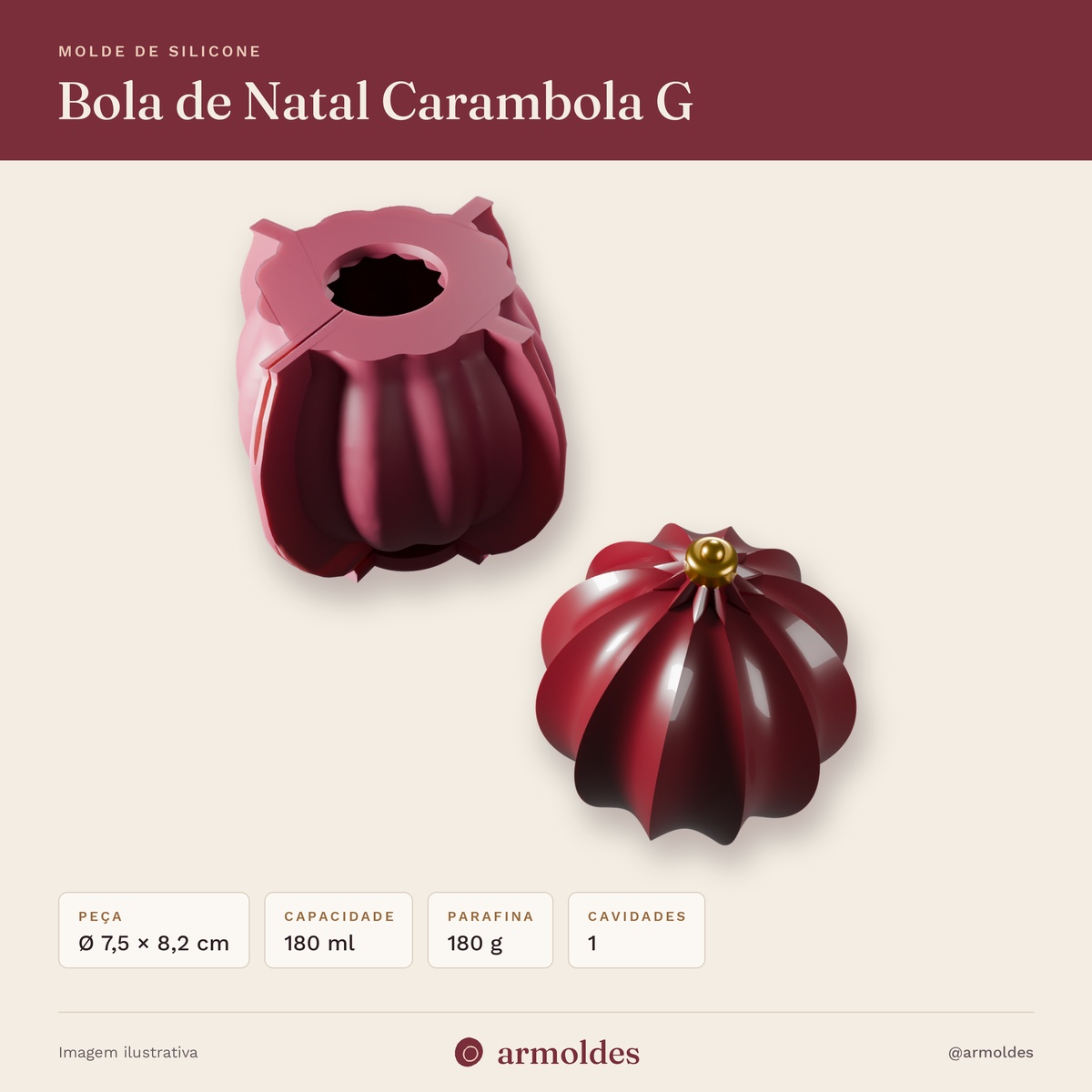 Molde de Silicone Bola de Natal Carambola G