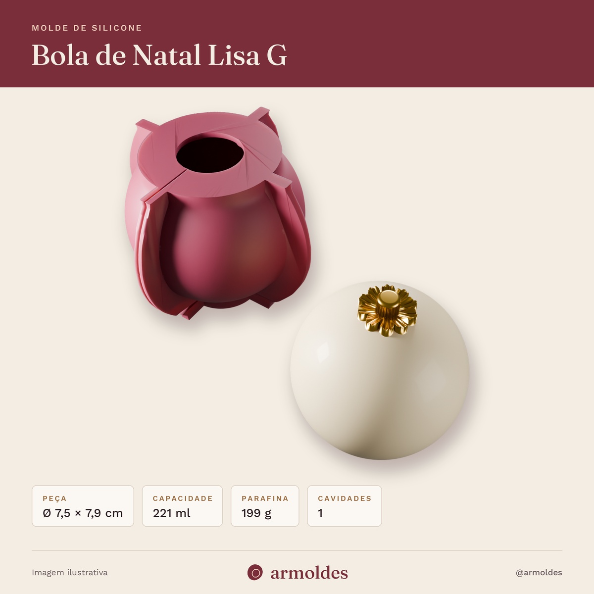 Molde de Silicone Bola de Natal Lisa G