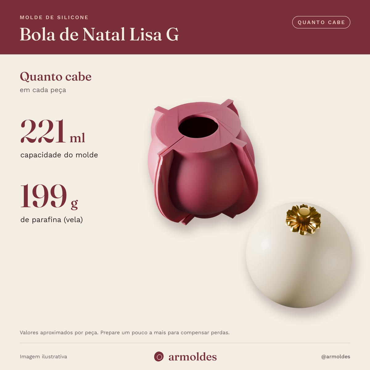 Molde de Silicone Bola de Natal Lisa G
