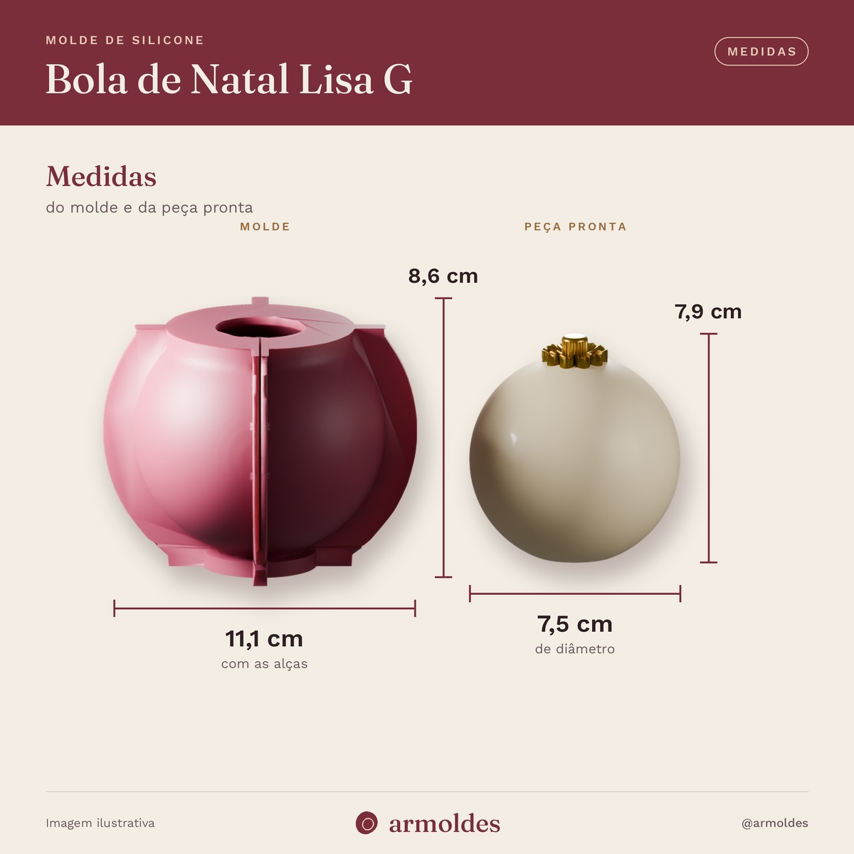 Molde de Silicone Bola de Natal Lisa G