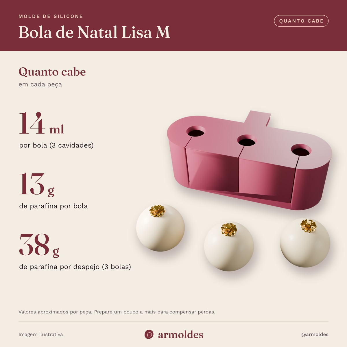 Molde de Silicone Bola de Natal Lisa M – 3 Bolinhas
