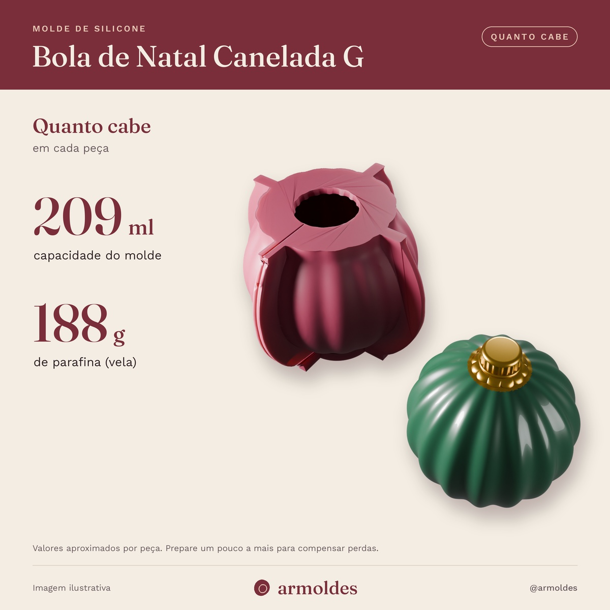 Molde de Silicone Bola de Natal Canelada G