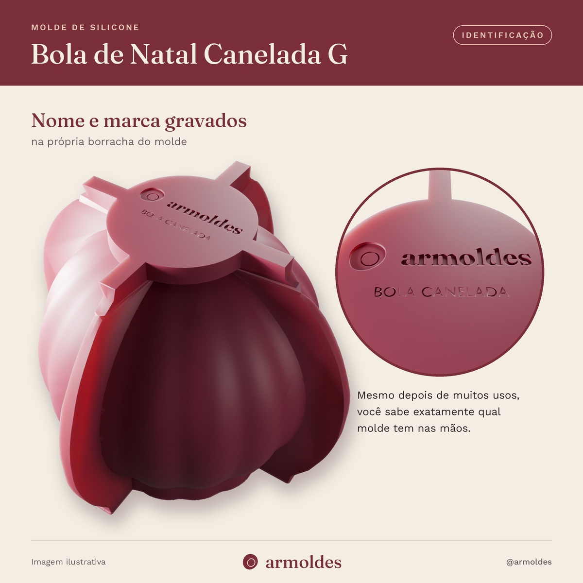 Molde de Silicone Bola de Natal Canelada G