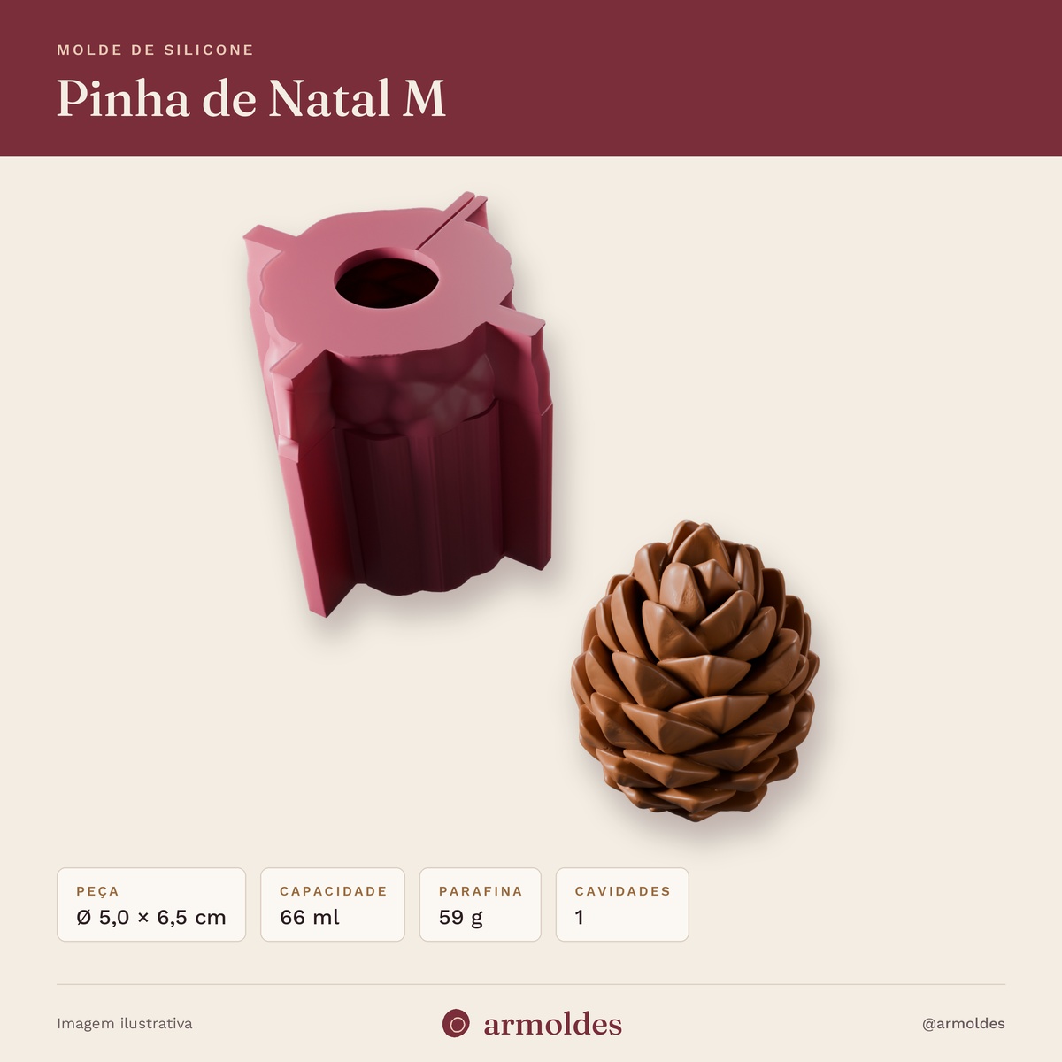 Molde de Silicone Pinha de Natal M