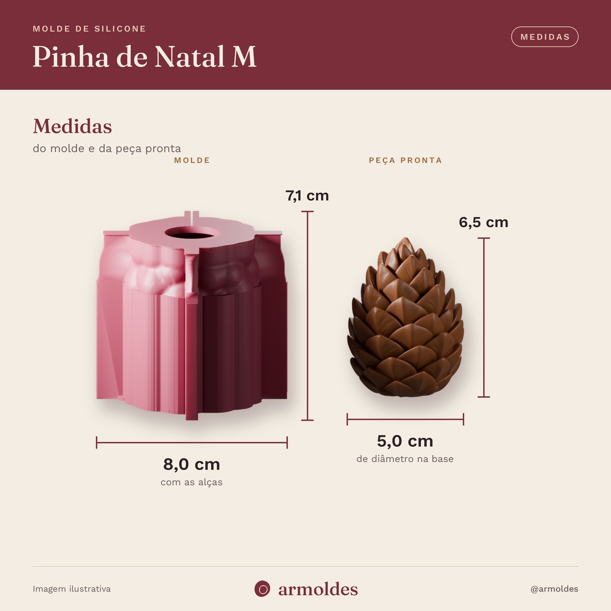 Molde de Silicone Pinha de Natal M