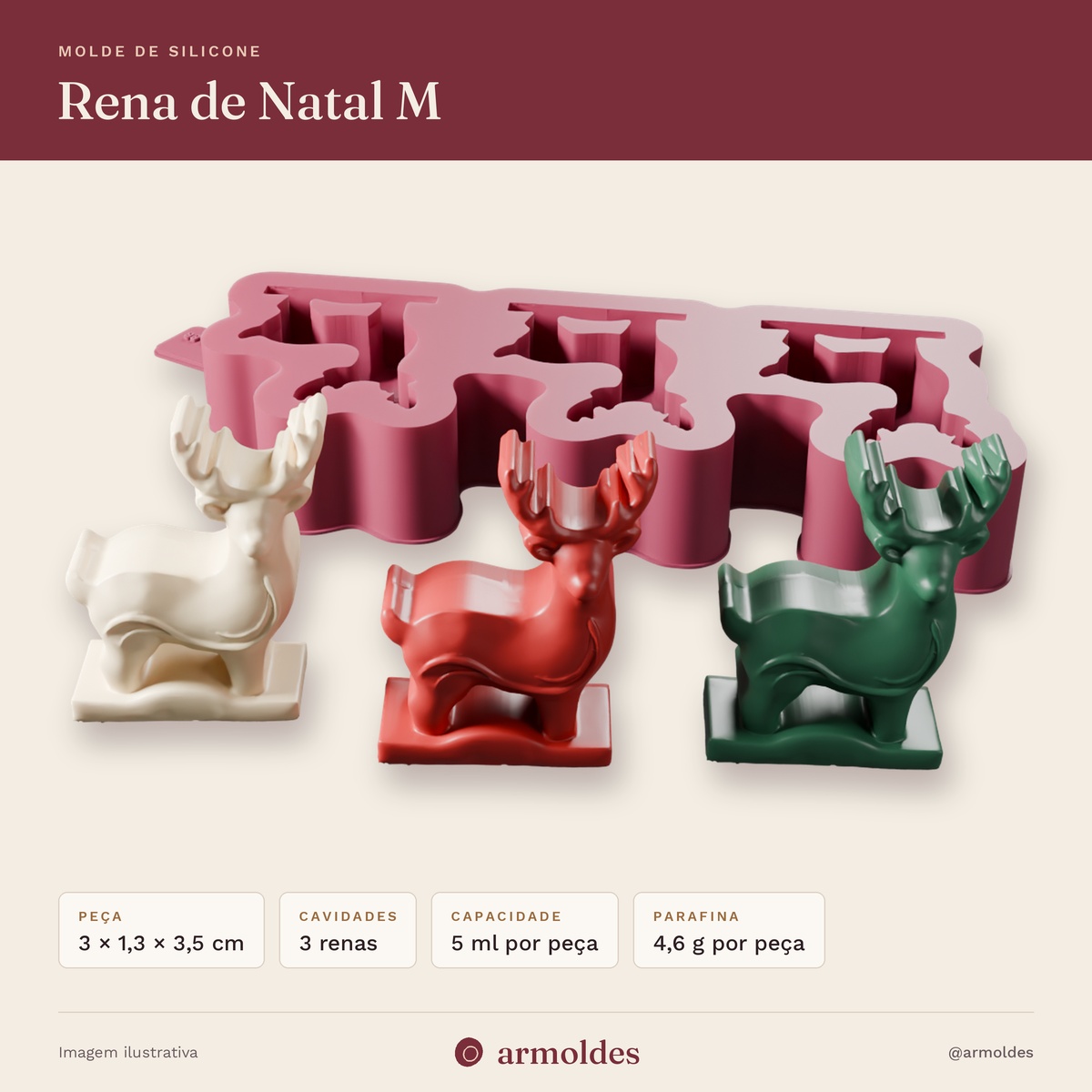 Molde de Silicone Rena de Natal