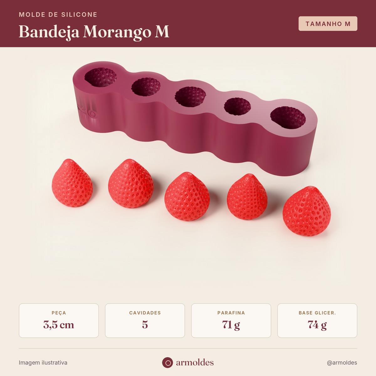 Molde de Silicone Bandeja Morango M