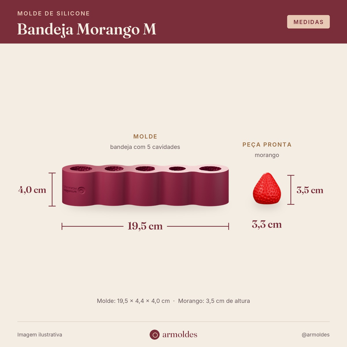 Molde de Silicone Bandeja Morango M