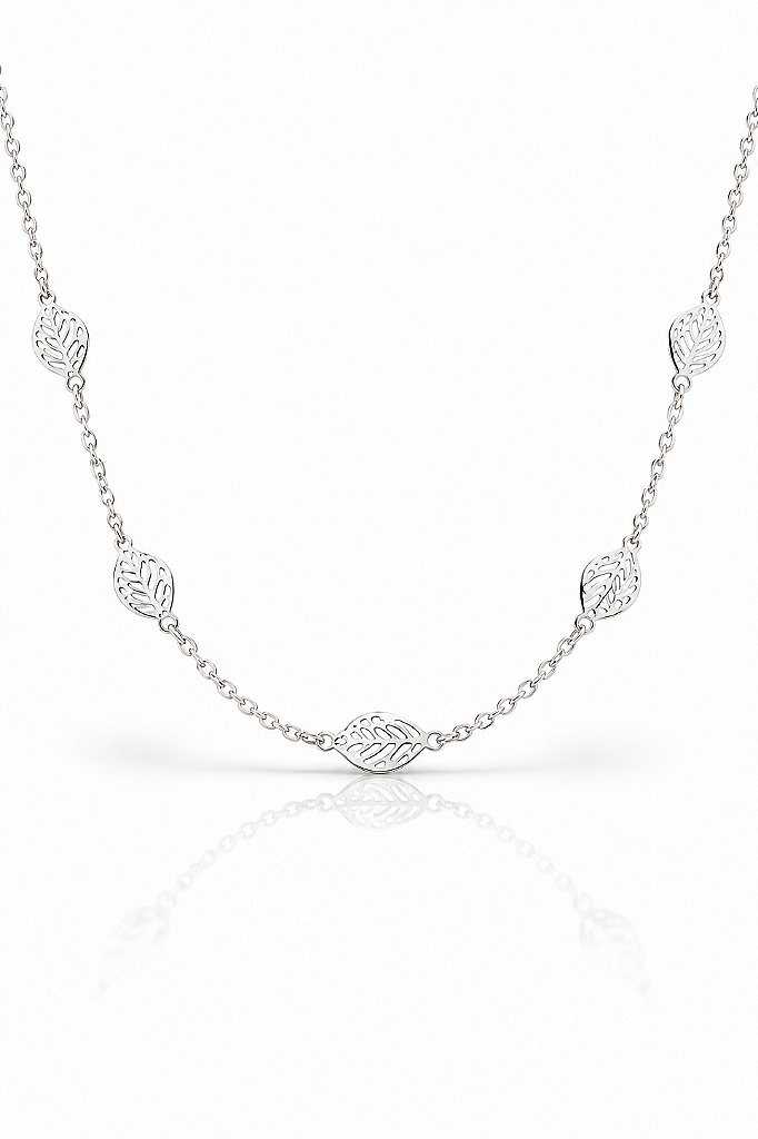 Colar Folhas Elegance em Semi Joia Prata