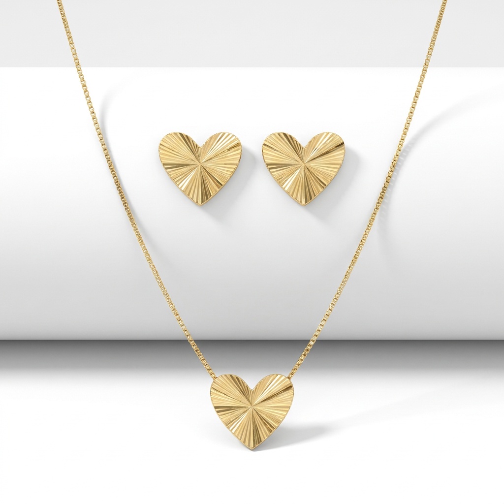 Conjunto Coração Radiante Dourado
