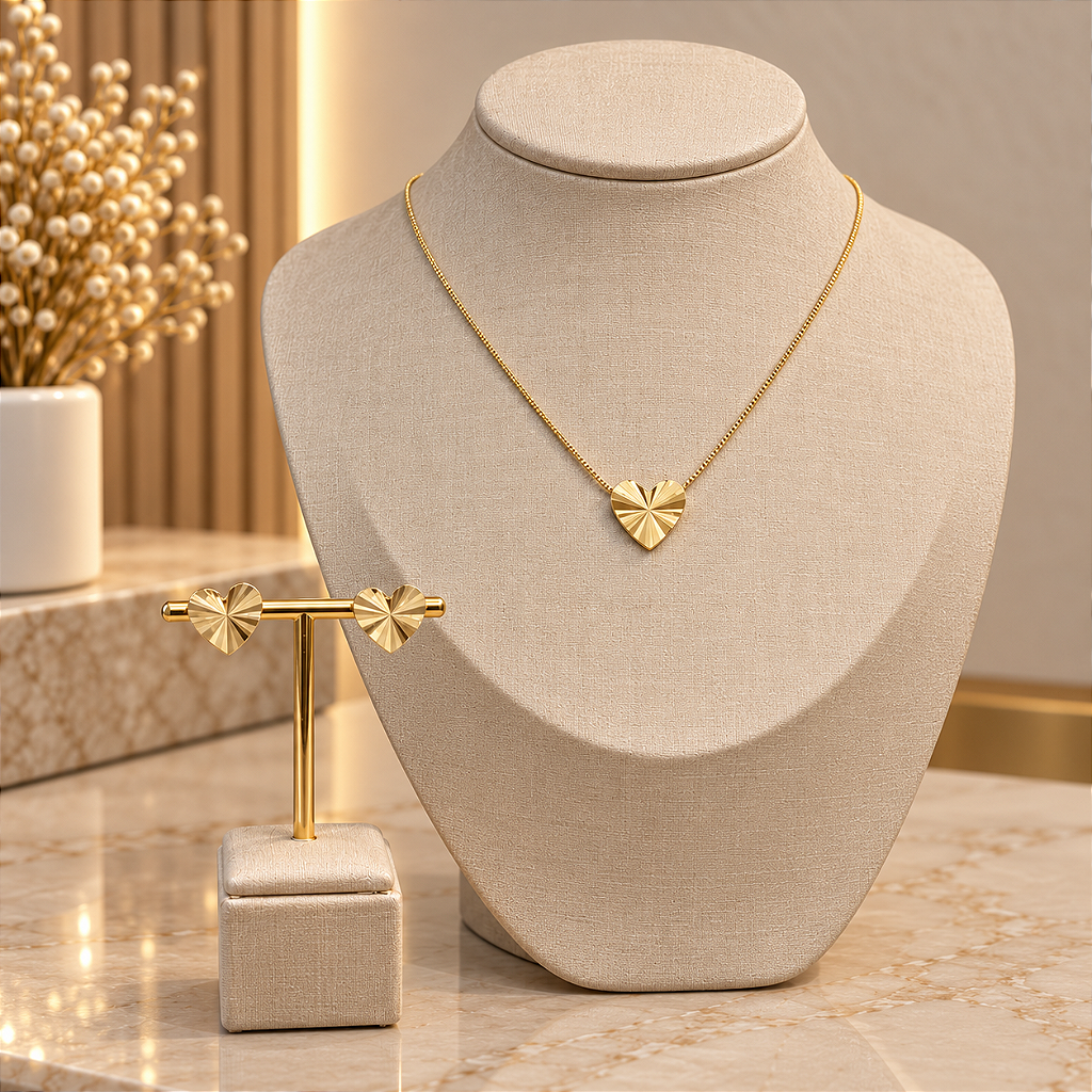 Conjunto Coração Radiante Dourado