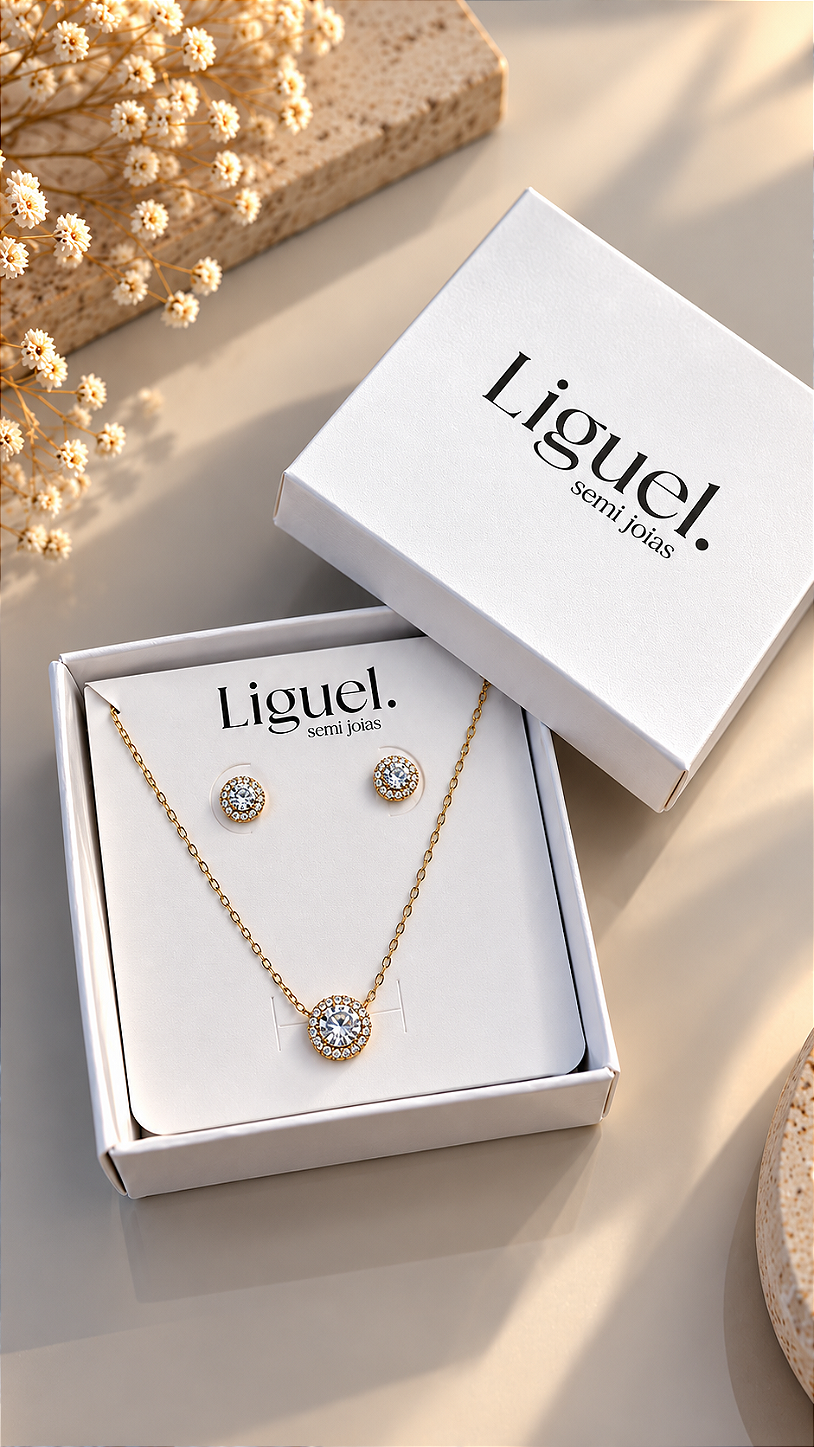 Conjunto Elegance Cristal Colar e Brincos