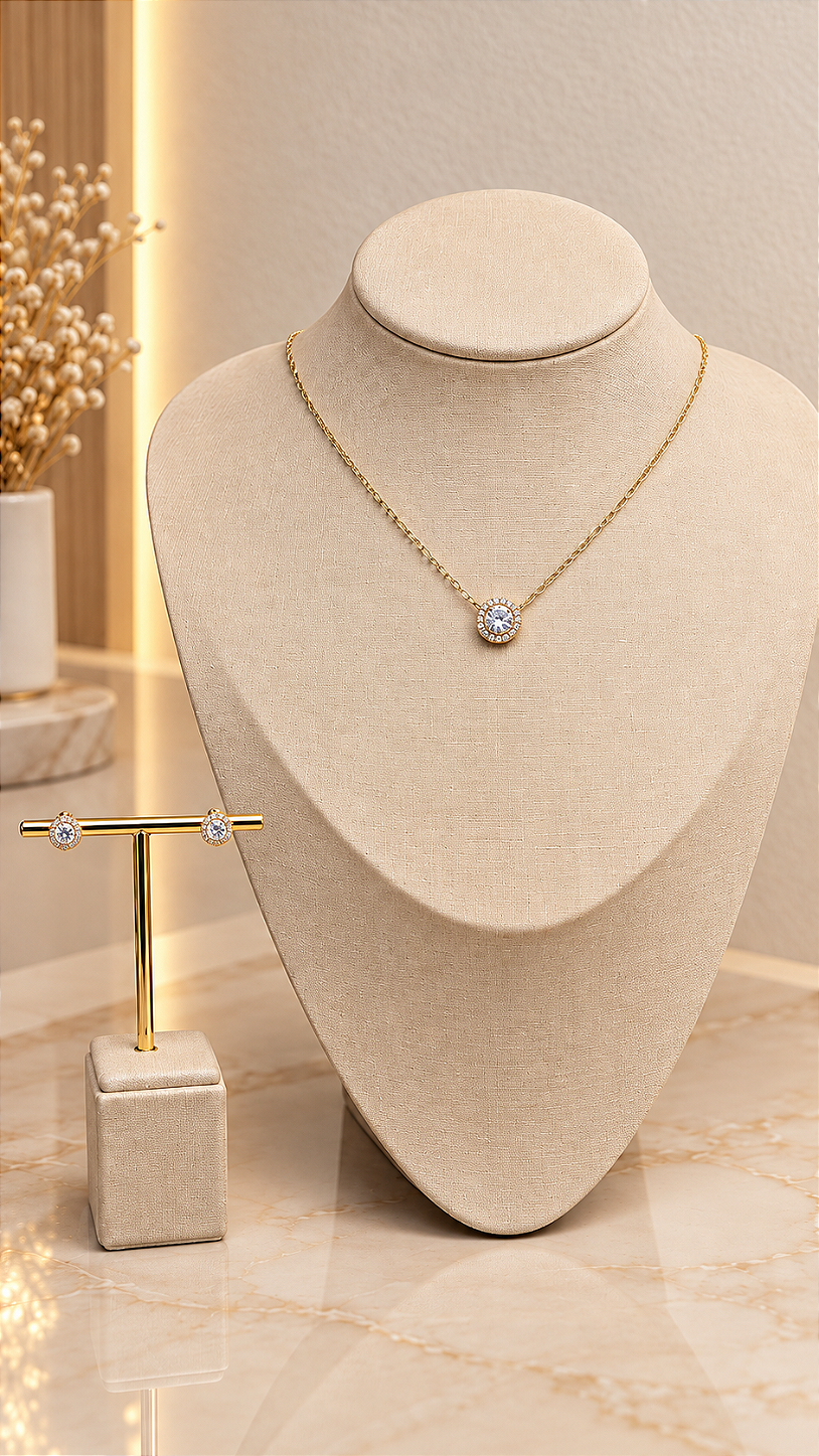 Conjunto Elegance Cristal Colar e Brincos