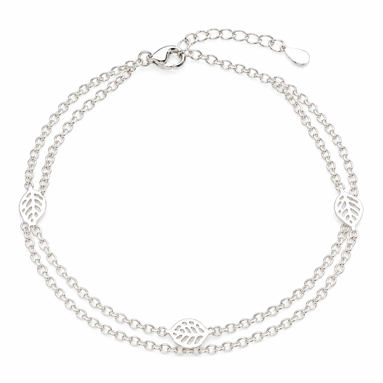 Pulseira Dupla Folhagem Prata Liguel