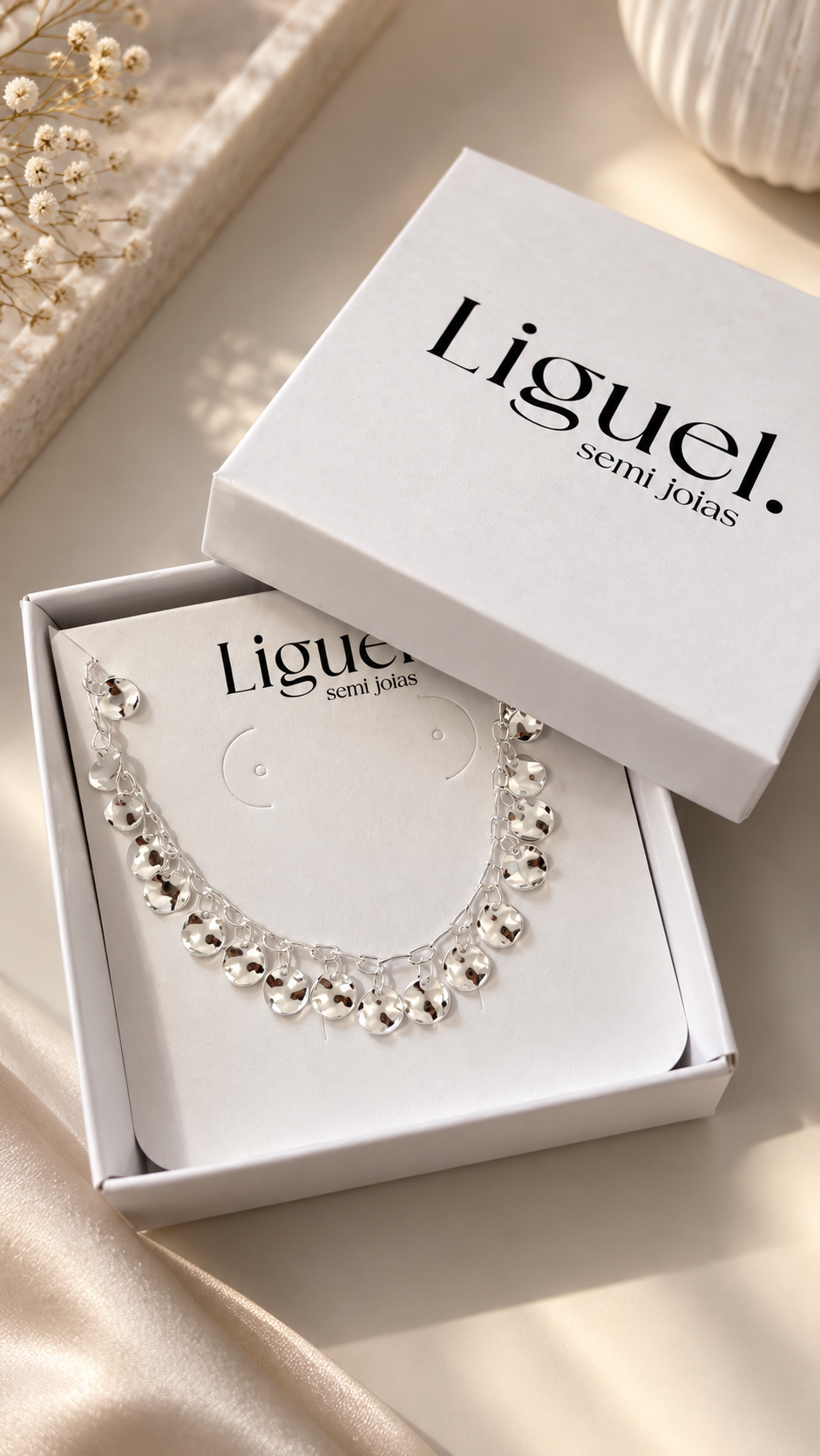 Pulseira Prata Medalhinhas Orgânicas Liguel