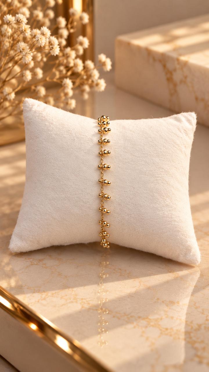 Pulseira Esferas Douradas Feminina