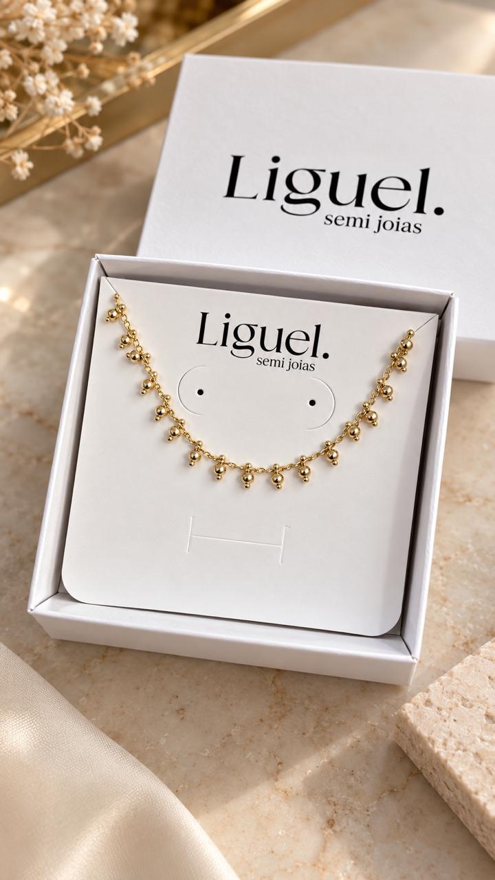 Pulseira Esferas Douradas Feminina