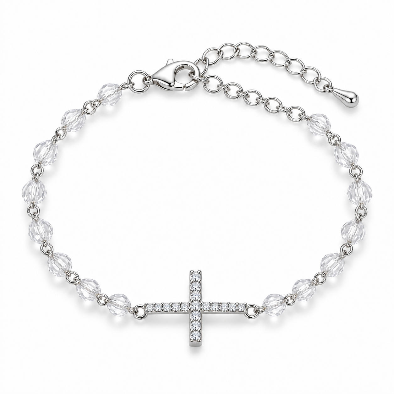 Pulseira Cruz de Luz Prata com Zircônias