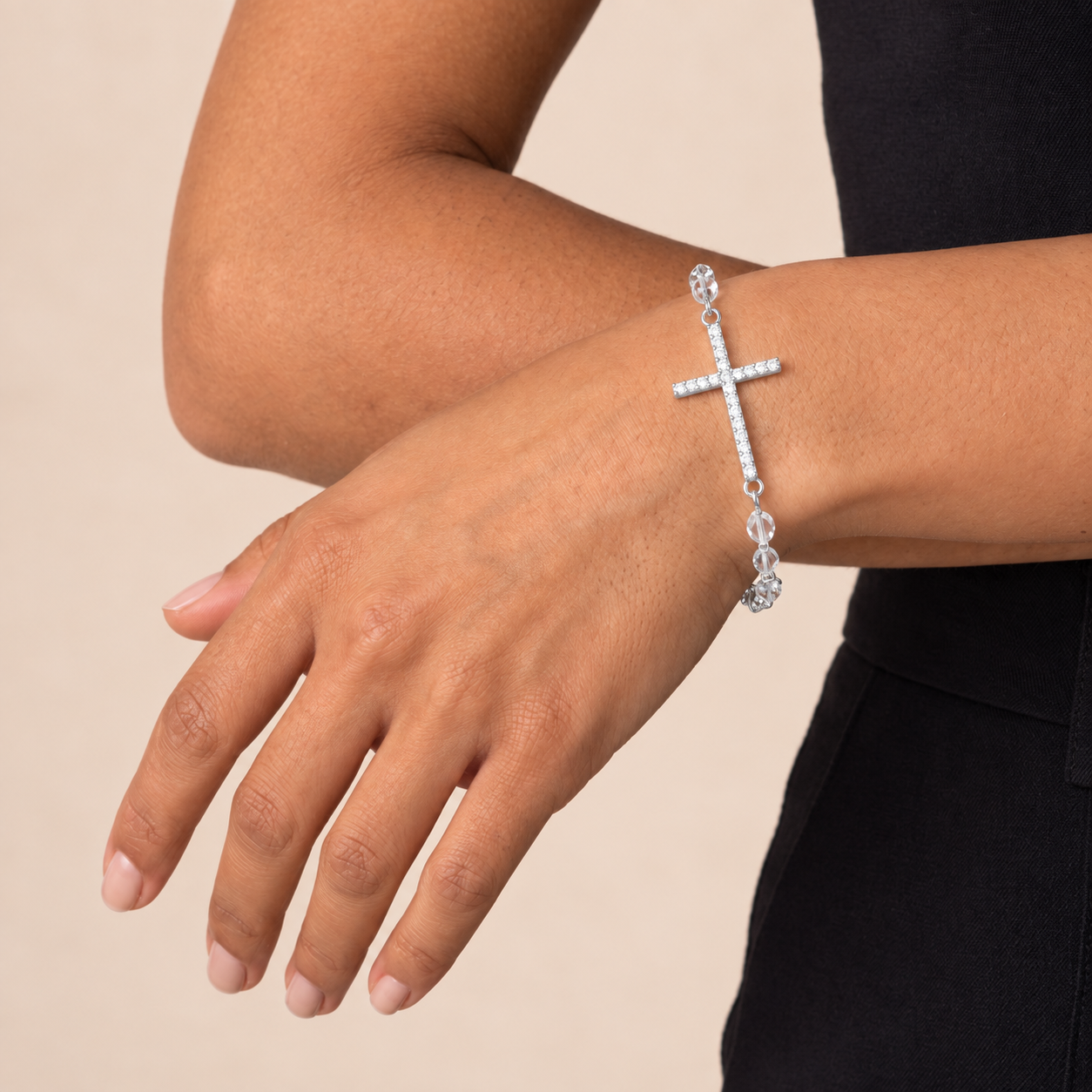 Pulseira Cruz de Luz Prata com Zircônias