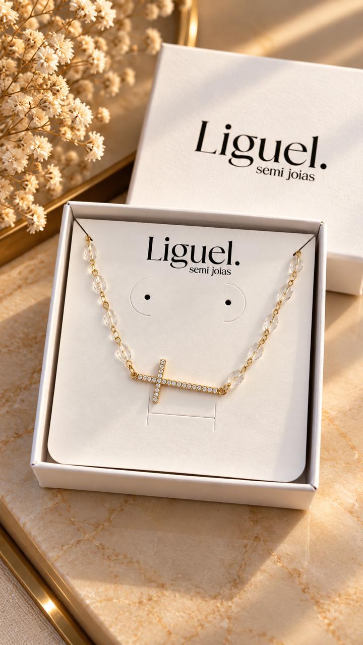 Pulseira Cruz de Luz com cristais delicados