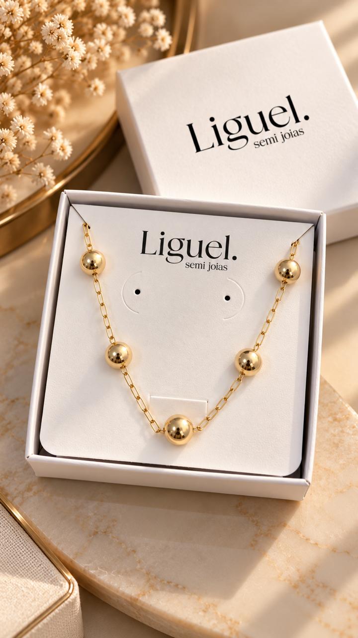 Pulseira Serena com Bolinhas Douradas