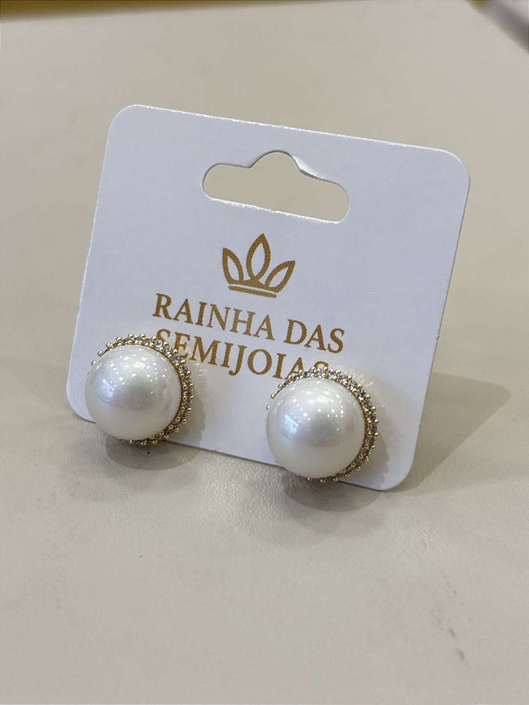 Brinco Pérola Micro Cravejado Banhado no Ouro 18k