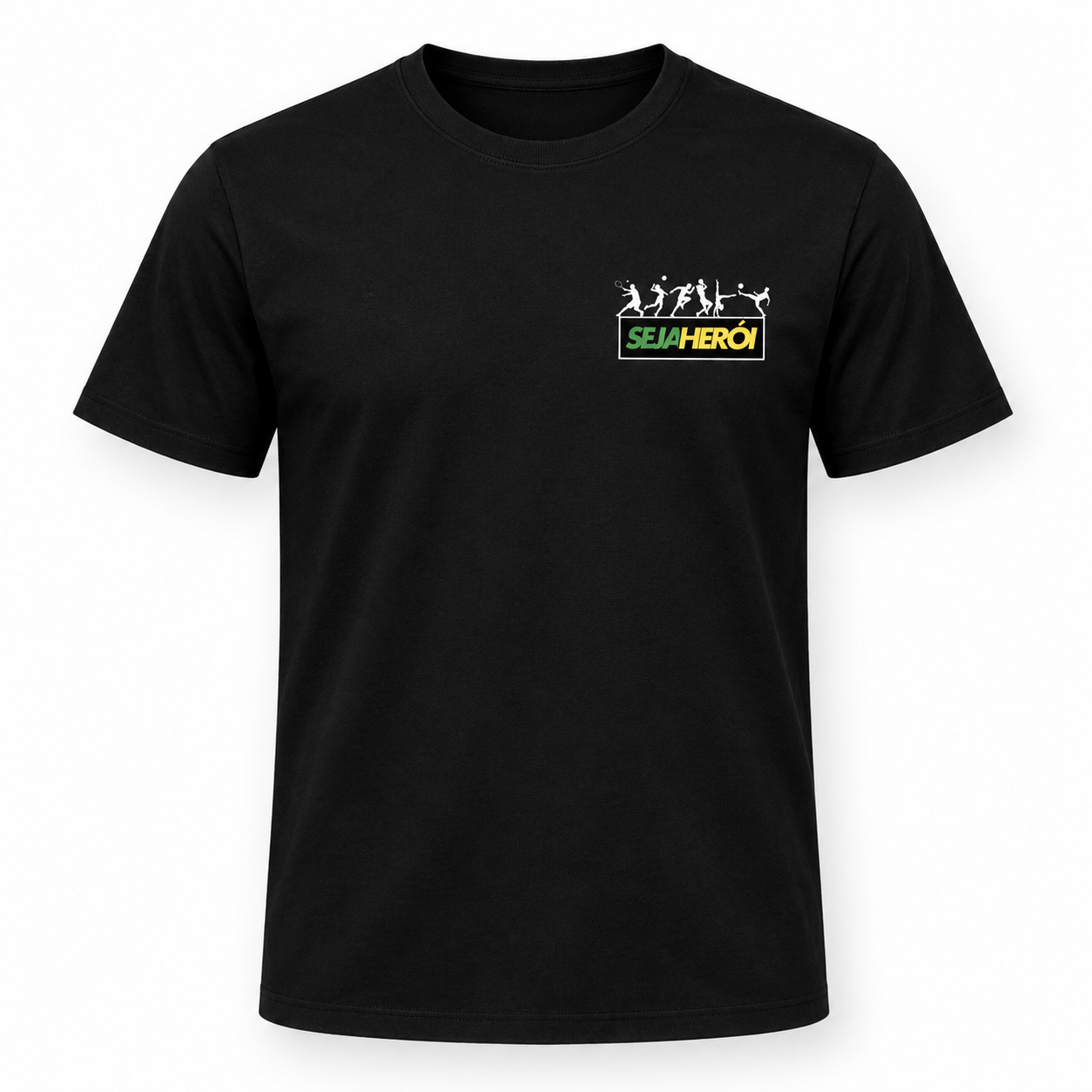 Camiseta Seja Herói® Preta | Apoie um Atleta Olímpico Brasileiro