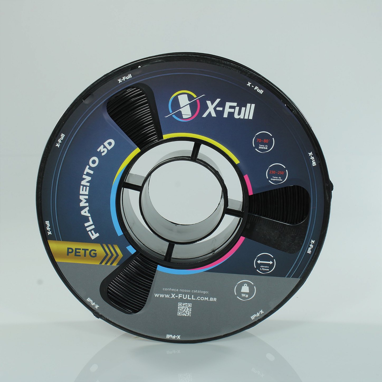 Filamento PETG X-Full Preto 1kg 1,75mm para Impressora 3D