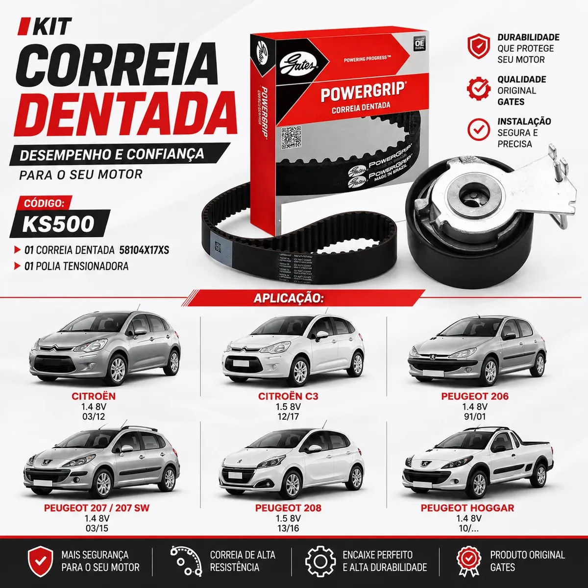 Kit Correia Dentada Citroën C3 1.4 1.5 Peugeot 206 207 208