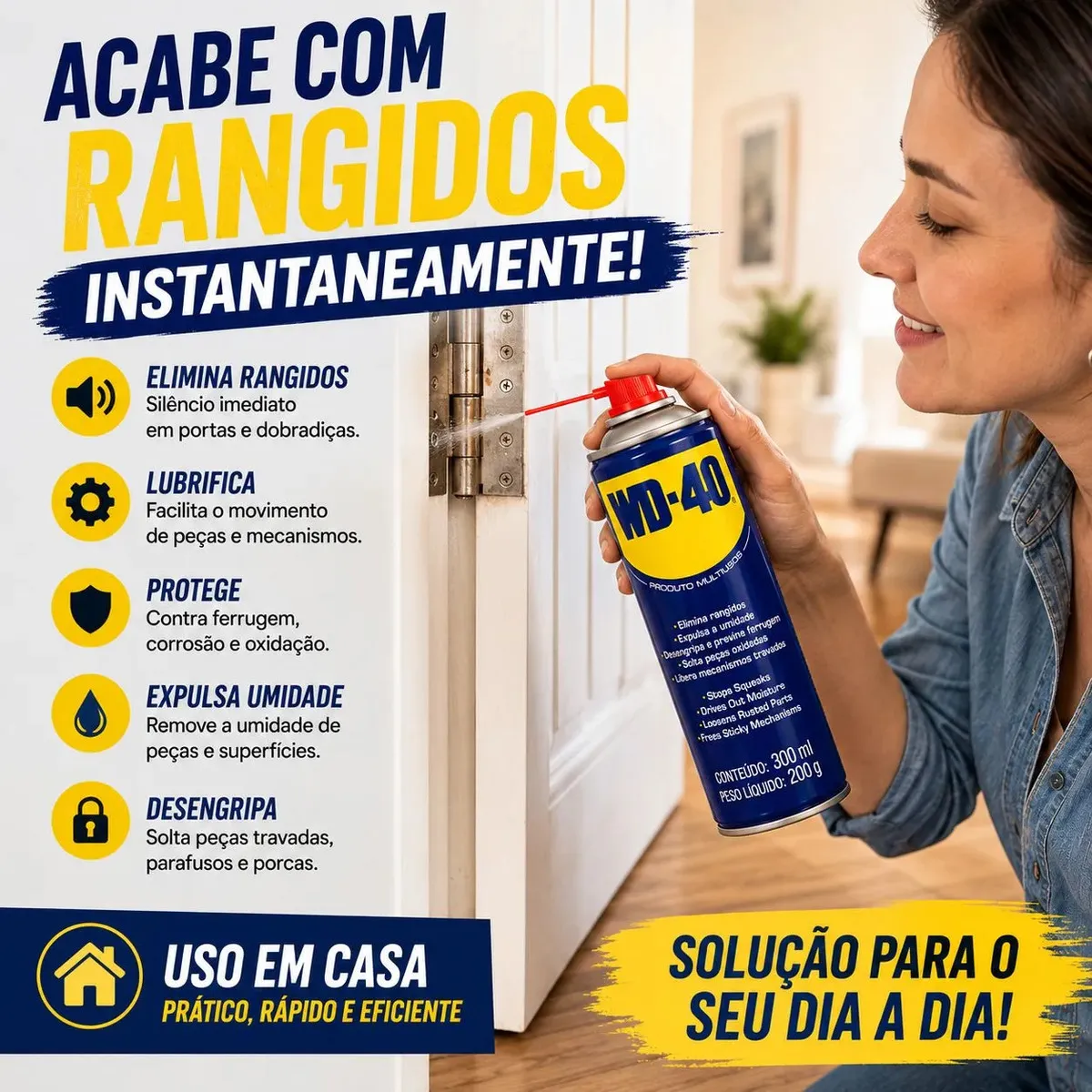 Kit 3 Wd40 Spray Produto Multiuso Lubrifica Desengripante 300ml