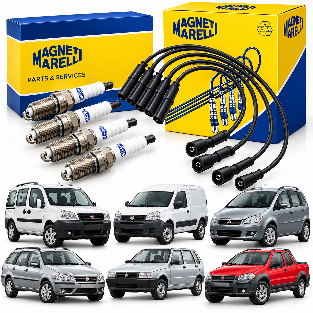 Kit Cabo de Vela + Jogo de Velas Fiat Fire 1.0 1.3 1.4 8V