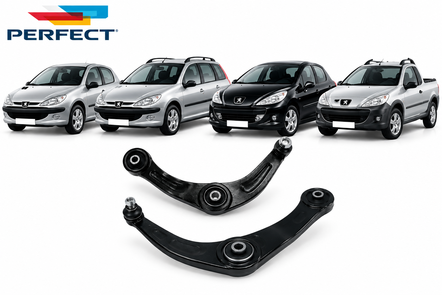 Par Bandeja Suspensão Dianteira Inferior Com Pivô Peugeot 206 207 Hoggar - Perfect