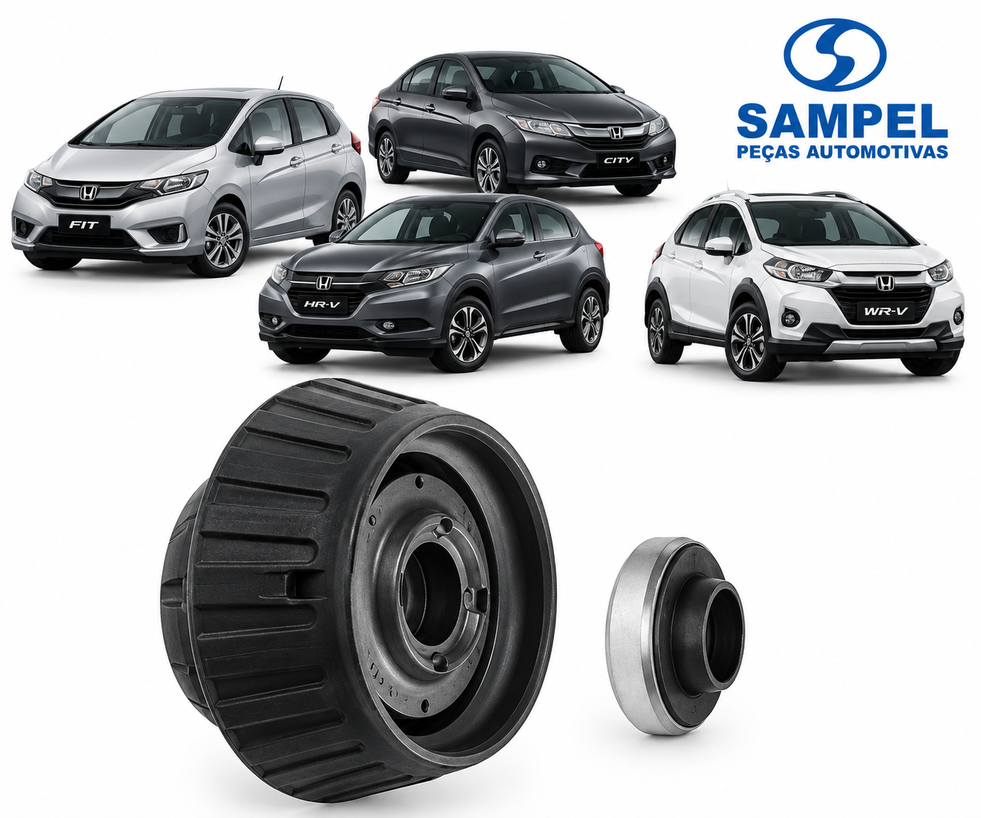 Coxim do Amortecedor Dianteiro Com Rolamento Honda Fit City HR-V e WR-V Sampel