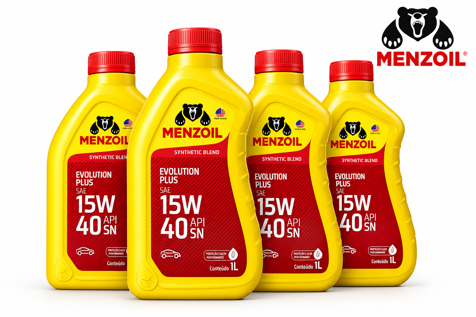 Kit 4 Litros Óleo de Motor Menzoil Evolution Plus 15W40 API SN Semissintético