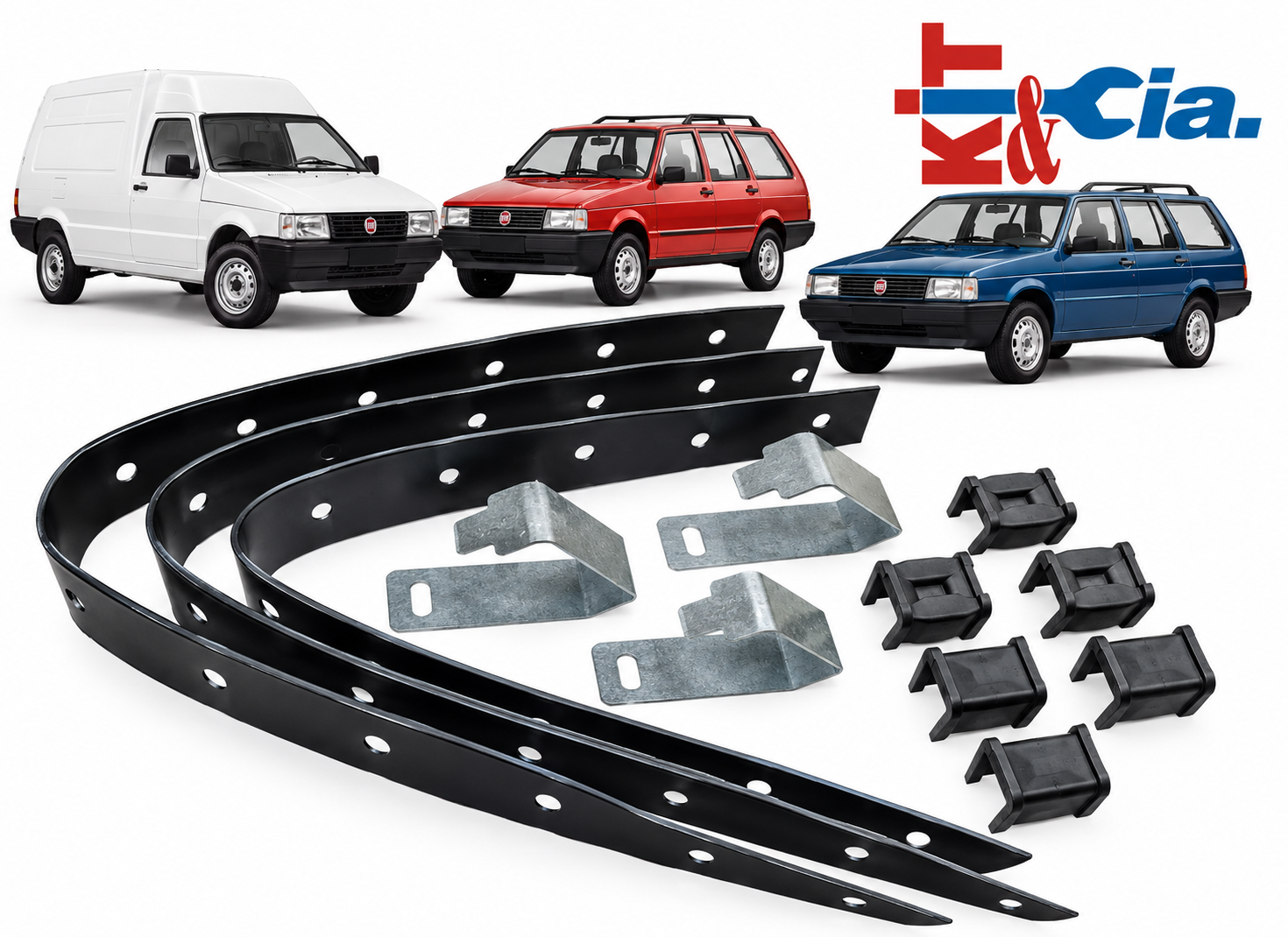Kit de Abraçadeira e Calços do Feixe de Mola Traseiro Fiat Fiorino Elba Panorama
