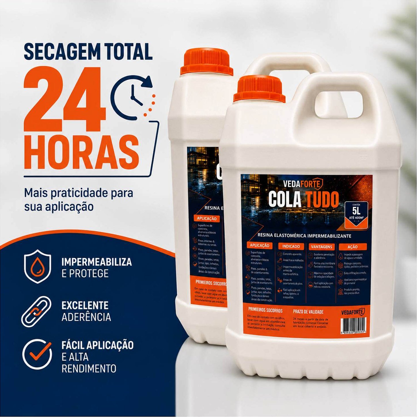 Kit 2 Cola Tudo Resina Elastomérica Impermeabilizante [5 Litros]