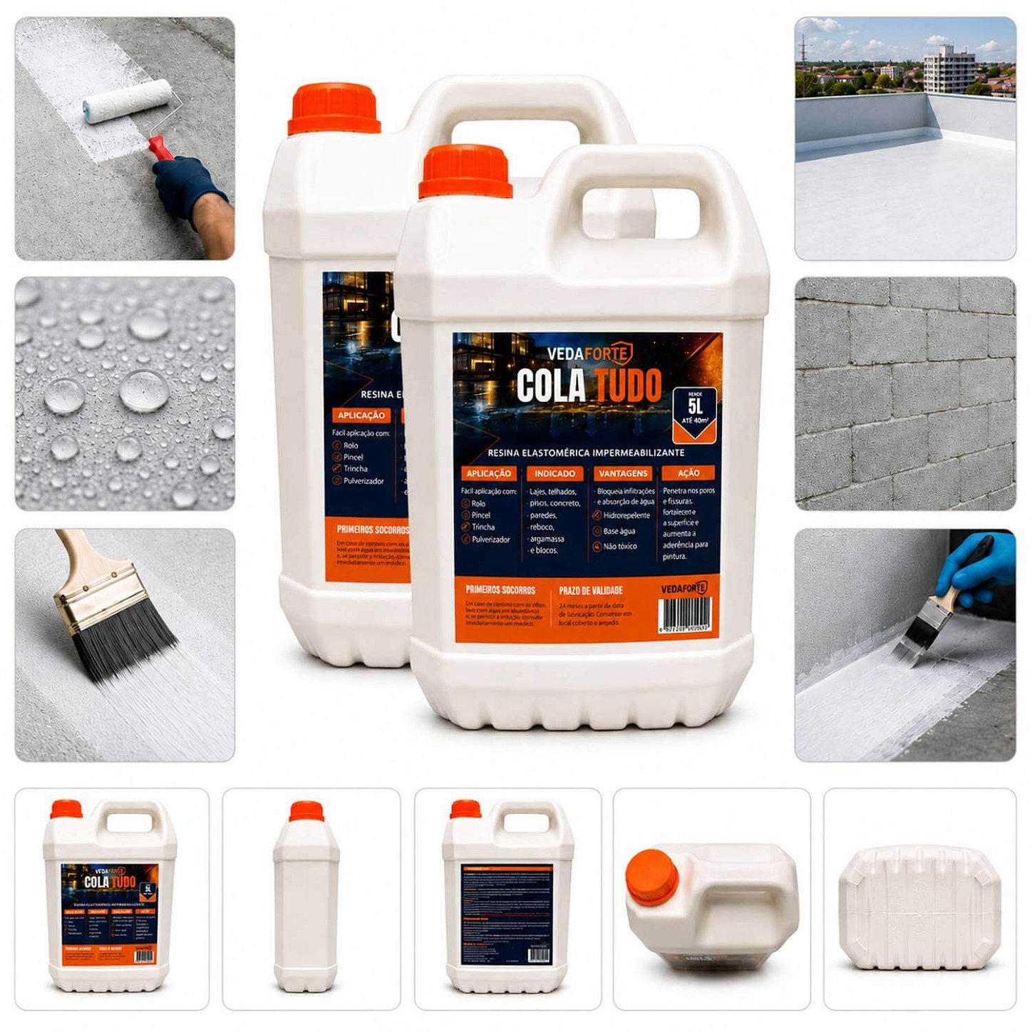 Kit 2 Cola Tudo Resina Elastomérica Impermeabilizante [5 Litros]