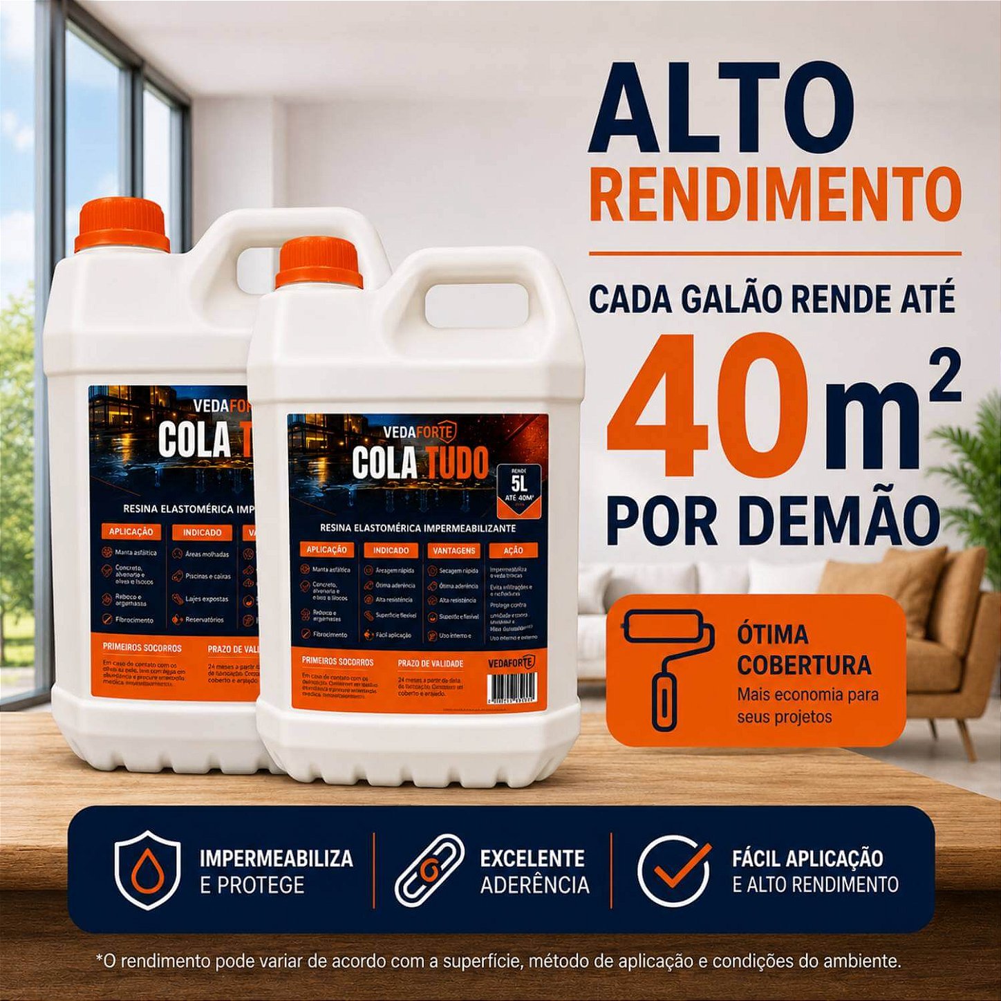 Kit 2 Cola Tudo Resina Elastomérica Impermeabilizante [5 Litros]