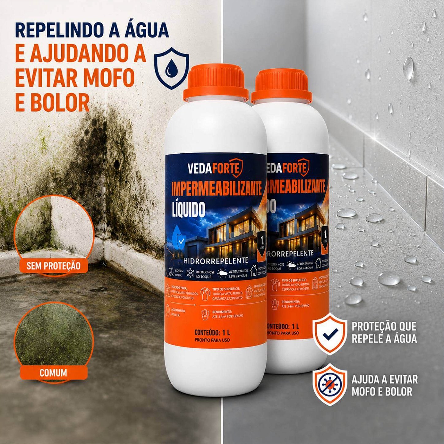 Kit 2 Impermeabilizantes Líquidos Hidrorrepelentes [1 Litro]